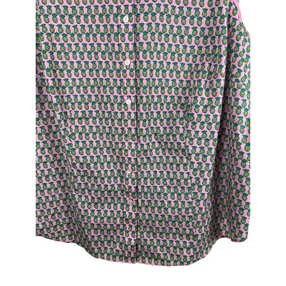 Talbots Pineapple Print Blouse Womens 20W Pink Green Sleeveless Button Up Top - Picture 4 of 9